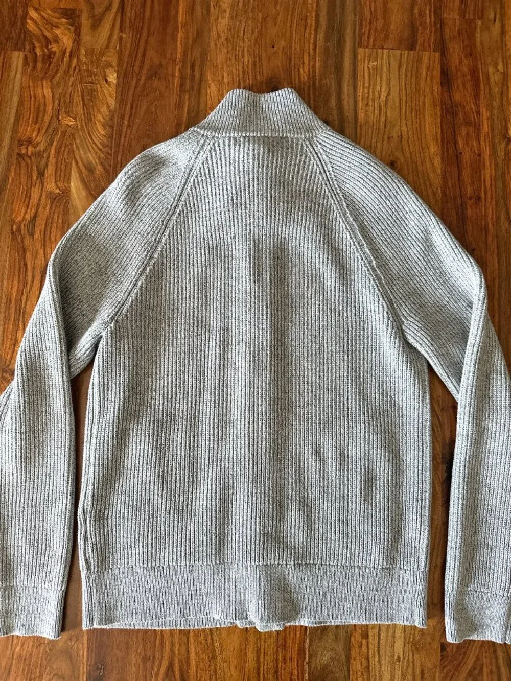 Banana Republic, Gray Ribbed-Knit Button-Up Cardigan Sweater, Men Size M